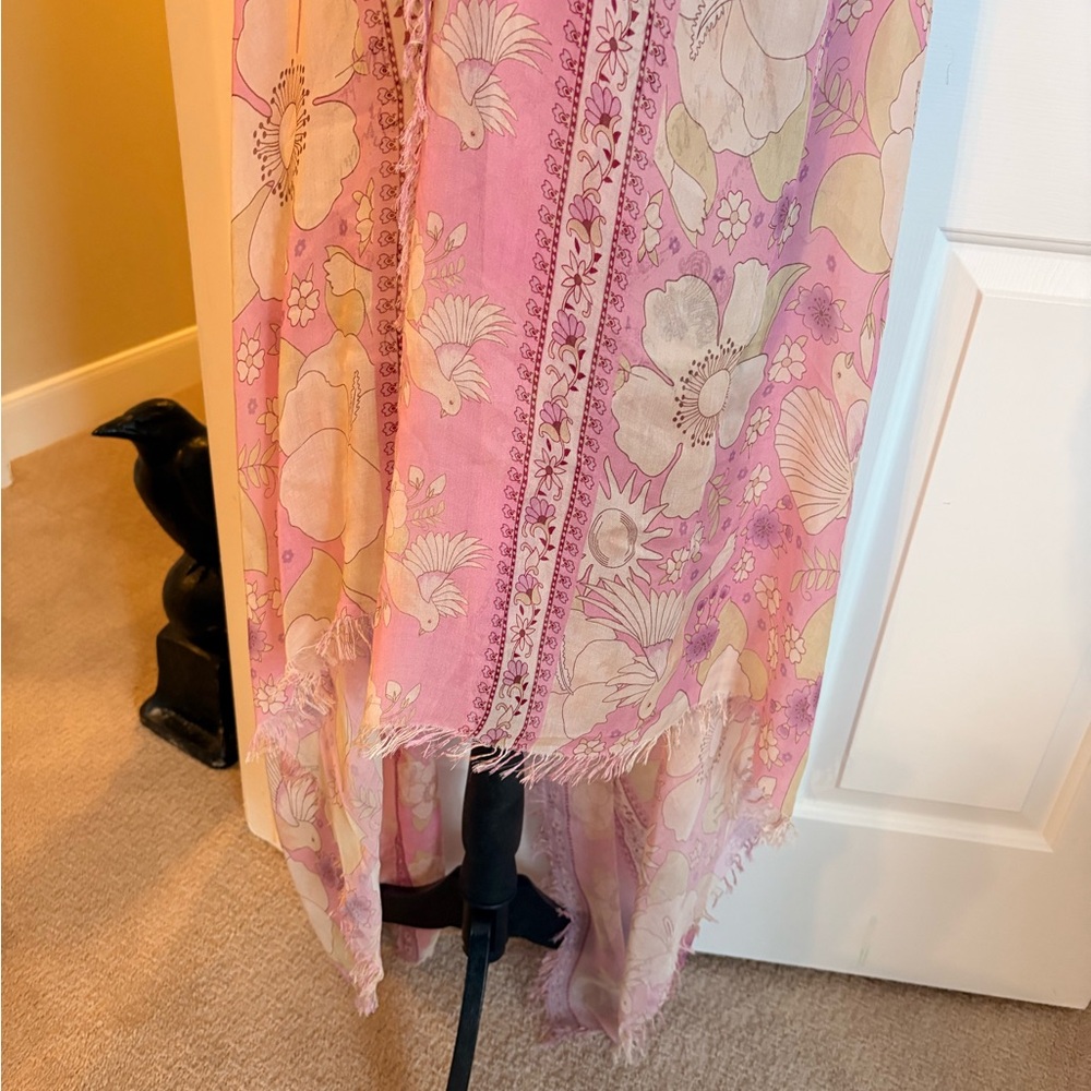 Spell Pink Floral Sheer Scarf with Cream Accents - Picture 3 of 6